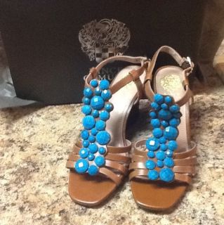 Beautiful Vince Camuto Leather Sandals with Turquoise Beading