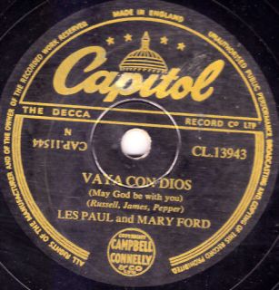 Les Paul Mary Ford 78 Vaya Con Dios Capitol CL13943 EX