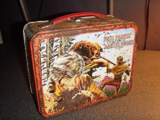 Vintage Fess Parker and DANIEL BOONE Metal Tin Lunchbox (Thermos
