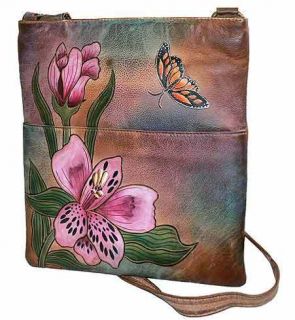 Sova Hand Painted Messenger Bag 3978 Lily Flower Art 12 5 H x11 w