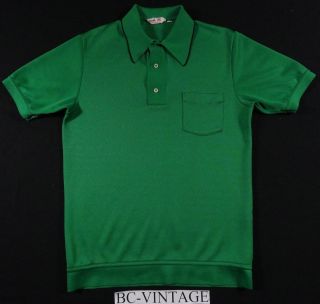 VINTAGE 50S 60S IZOD MASTERS GREEN POLO SHIRT GOLF RARE MADE IN USA L