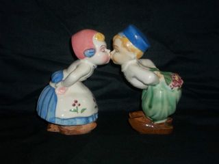 Vintage Kissing Dutch Boy and Girl Ceramic Figurines Made in Japan