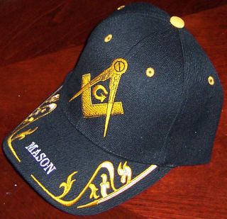 Mason Cap Masonic Free Mason Emblem Lodge Hiking Fishing Hat M8x1 BLK