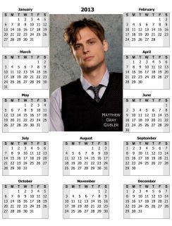 2013 Calendar with Matthew Gray Gubler of Criminal Minds