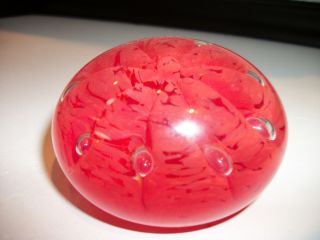 St Clair Maude and Bob 1982 Paperweight Red Orangeish Signed and Dated