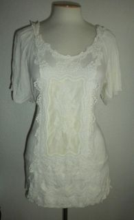 Maurices Studio Y MS Size x Large Ivory Cream Lace Front Fashion Top