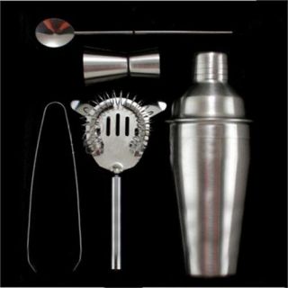 Set 5 Stainless Steel Cocktail Martini Drink Mixing Bars Shaker