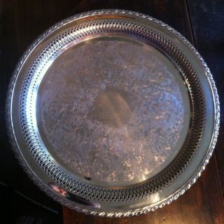 Vintage Oneida OL USA Maybrook 15 Pierced Silver Plate Serving Tea