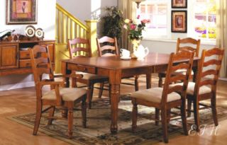 Mayfair French Country Oak Dining Table Set Ladder Back