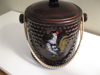 Collectable Vintage Brown Ceramic Cookie Jar with Rooster