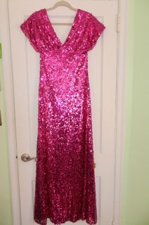 Dana Mathers Sequince Hot Pink Christmas Evening Prom Pageant Dress