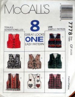 Looks 1 McCall Pattern 7778 Lined Quilt Vest Fringe Heart Applique