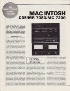 Mcintosh Original C35/MR7083/MC7200 Brochure