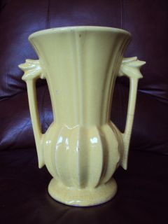 Vintage Pretty 9 inch Tall Yellow 1940s McCoy Vase