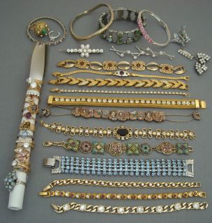 Lot of Rhinestone Bracelets Rings