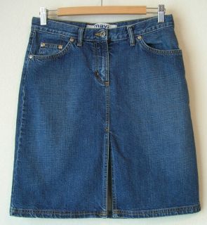 Mavi Jeans Denim Skirt Knee Length High Front Slit Leslie Blue 4 6 s