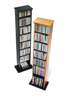 Oak SLIM Media Storage Tower Cabinet DVD CD Adjustable Shelves PP