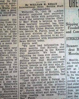 Charles Pretty Boy Floyd Shot Wounded 1934 Newspaper