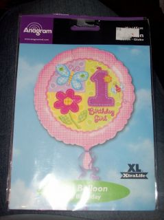 Girls Butterfly Flower 1st Birthday Party Balloon 18 inch 1st Birthday
