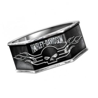 Harley Davidson Mens Silver Skull Ring New