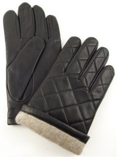 Black Genuine Leather Cashmere Mens Designer Winter Gloves L
