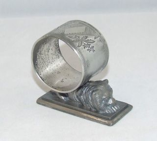 Meriden Co Resting Lion Silver Plate Figural Napkin Ring