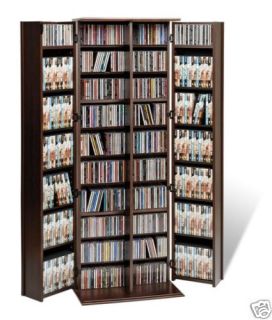 Espresso 702 CD DVD Media Storage Cabinet Rack w Lock