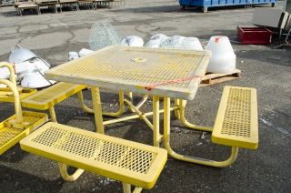 Lot of 2 Square Picnic Tables Plastic Coated Metal