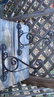Set of Two Vintage Wrought Iron Plant Hangers or Sign Hanging Brackets