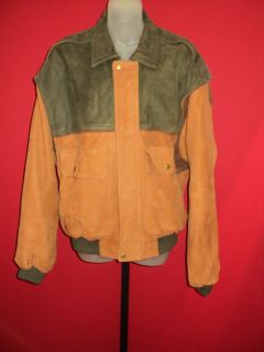 Michael Hoban North Beach Leather Butterscotch Green Mens Jacket 40 XL