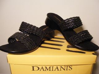 New Damianis Annabell Slip on Black Wedge Sandals 7 5