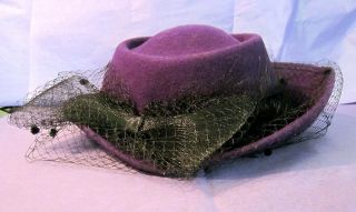 Vintage Mr Charles Michael Howard Deep Purple Church Hat with Veil