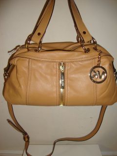 Michael Kors Moxley Tan Genuine Leather Satchel $398 New with Tag