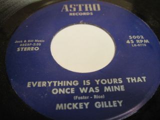 Mickey Gilley Everything Is Yours That Once Was Mine Astro Houston