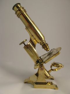 Quality Brass Antique Monocular Microscope Cased Accessories