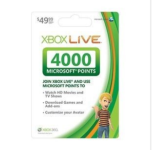  4000 Microsoft Points MSP Code Xbox Live 360 ONLY USA XBOX Live 4000