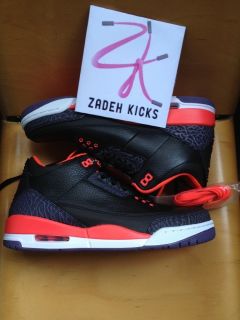 Nike Air Jordan Retro 3 Black Bright Crimson Red 2013 9 136064 005