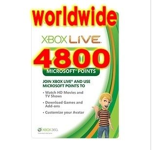 4000 800 Microsoft Points MSP MP Code Xbox Live 360 US CA EU AU UK
