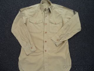WWII USMC Marine Corps Khaki Uniform Shirt with Chevrons