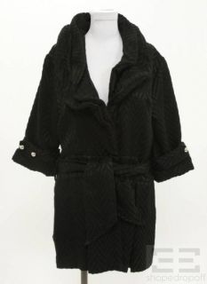 Michelle Tan Black Snap Front Belted Jacket Size 10