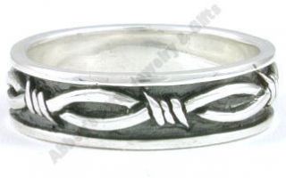 New 925 Sterling Silver Mens Barbed Wire Ring Size 9