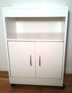 Mobile Kitchen MICROWAVE CART Cabinet Storage Island with Wheels White