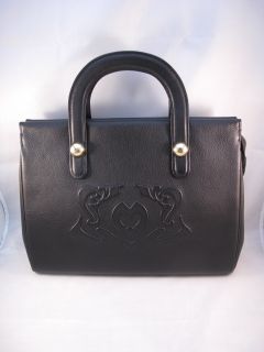 Mila Schon Italy Handbag Leather Black Authentic 4068