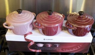 Le Creuset SPECIAL EDITION Mini Round Cocotte Set Pink Rose Pearl 3
