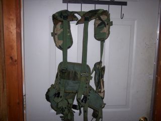 Military LBV Tactical Enhanced Load Bearing Vest Woodland Camo