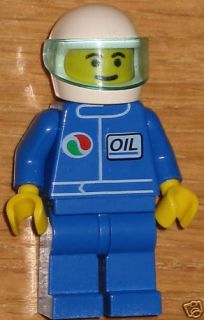 Lego Mini Fig NASCAR Race Car Driver Blue w Helmet