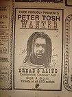 Peter Tosh World Tour Wanted Dread or Alive Concert Black Vintage T