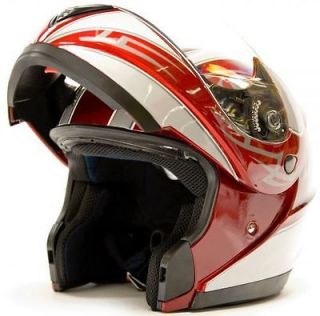 FLIP UP MODULAR Motorcycle Helmet DOT   RED Sizes S   XXL CLEARANCE
