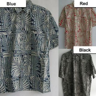 New Aloha Hawaiian Shirts Bamboo Palm Tropical leaf Print Resortwear