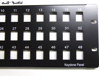 Black 48 Port Keystone Blank Rack Patch Panel 19 3U